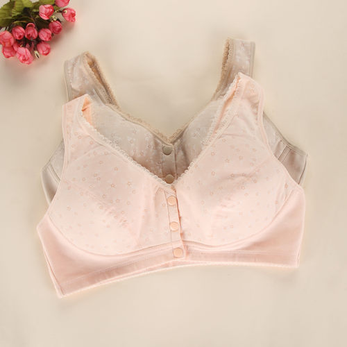 彰艳运动瑜珈睡眠哺乳文胸无钢圈胸罩大码中老年前扣内衣舒适
