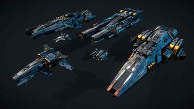 Blender科幻战舰模型【6-spaceships-fleet】