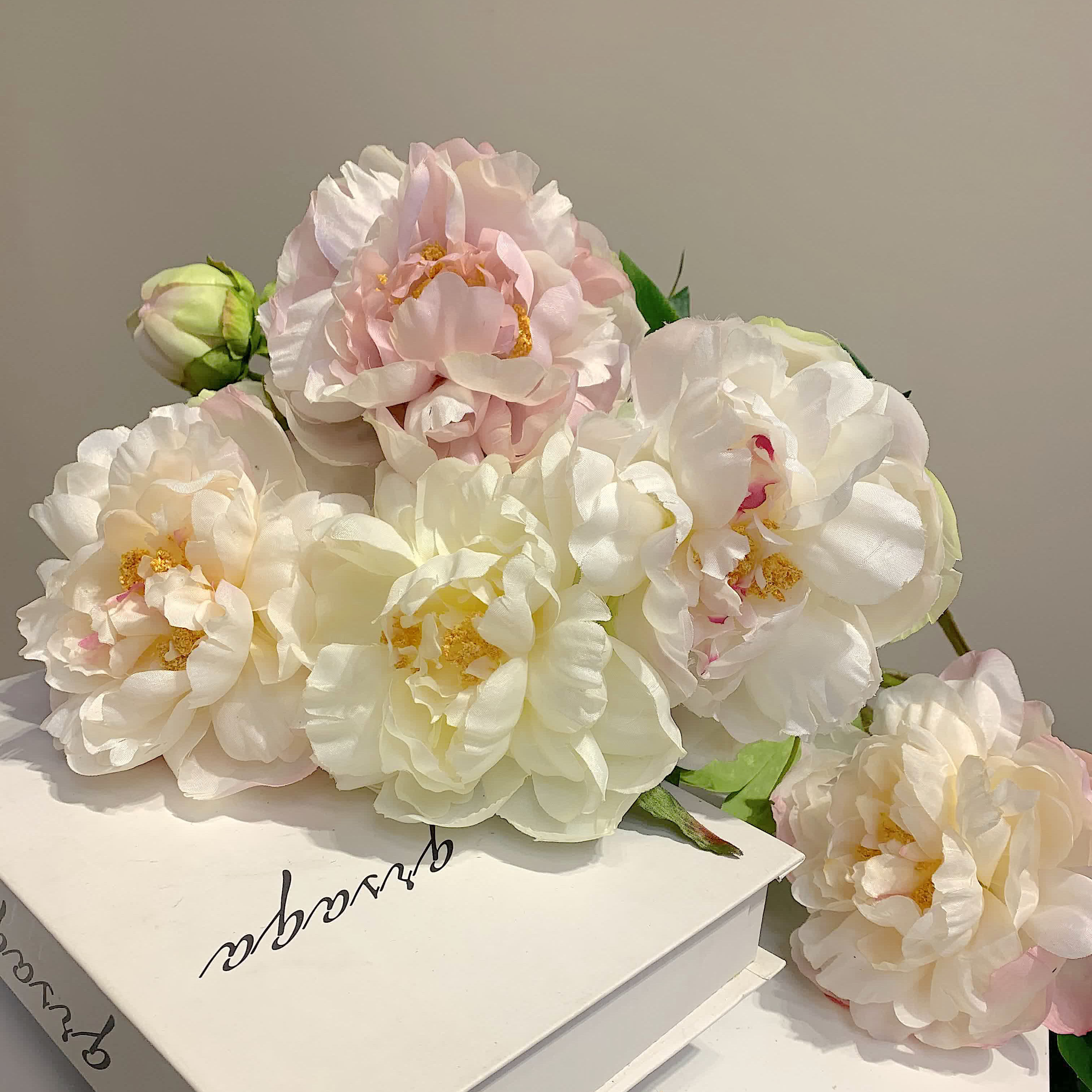 自然风凤凰牡丹仿真花 高品质绢花假花 居家软装花艺饰品台面花材