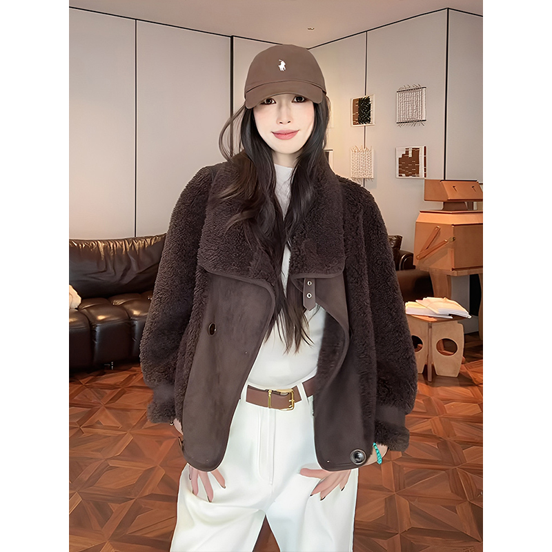 高领羊羔毛外套女士2025新款大衣