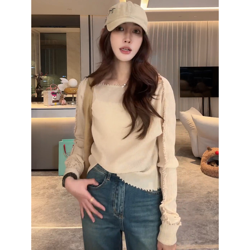 不理理早秋上衣女设计感长袖T恤