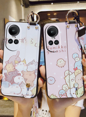 适用OPPORENO11F手机壳RENO10PRO海外RENO12国际版13保护套A98全包边A78 5G挂绳14防摔A17K网红女A16卡通硅胶