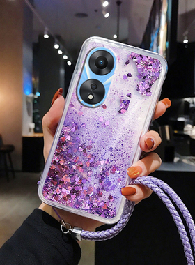 简晴适用于OPPO RENO8T 5G手机壳RNEO9PRO+液体流沙A78挂绳8Z卡通硅胶7Z情侣K10女款保护套K9X网红5K磨砂网红
