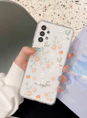 适用三星A52S 5G手机壳A32全包边A42防摔卡通A12情侣S25ULTRA硅胶S24FE小A14清新A54花朵A55女A16保护套A34