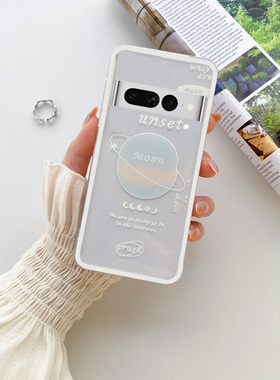 简晴适用于谷歌Pixel7PRO手机壳Pixel 6A透明卡通5XL硅胶8保护壳4A情侣网红PIXEL9小清新潮女3A防摔10全包边