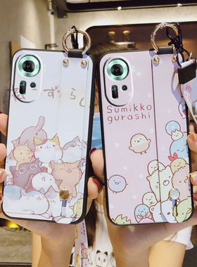 适用OPPORENO11F国际版手机壳RENO10PRO海外版保护套A5PRO卡通RENO14F硅胶A78全包边A58防摔挂绳A38时尚A2女