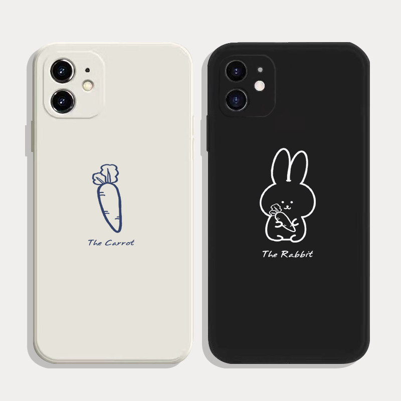 可爱兔子萝卜情侣手机壳适用VIVOS12苹果14promax华为mate50一加9RT荣耀70小米13红米K60至尊定制