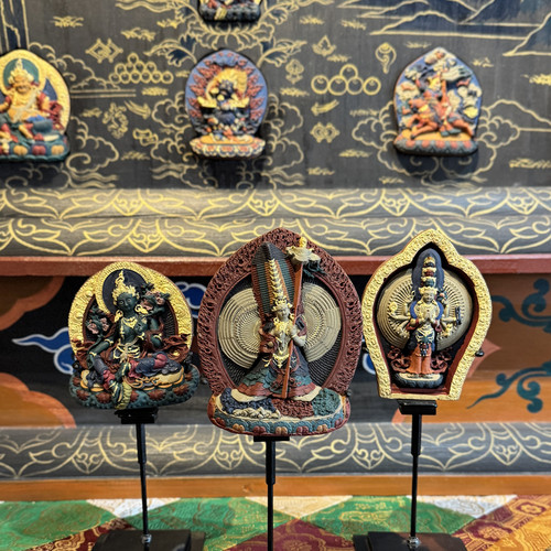 壤巴拉 大白伞盖千手观音绿度母手工手绘擦擦摆件  非遗传承