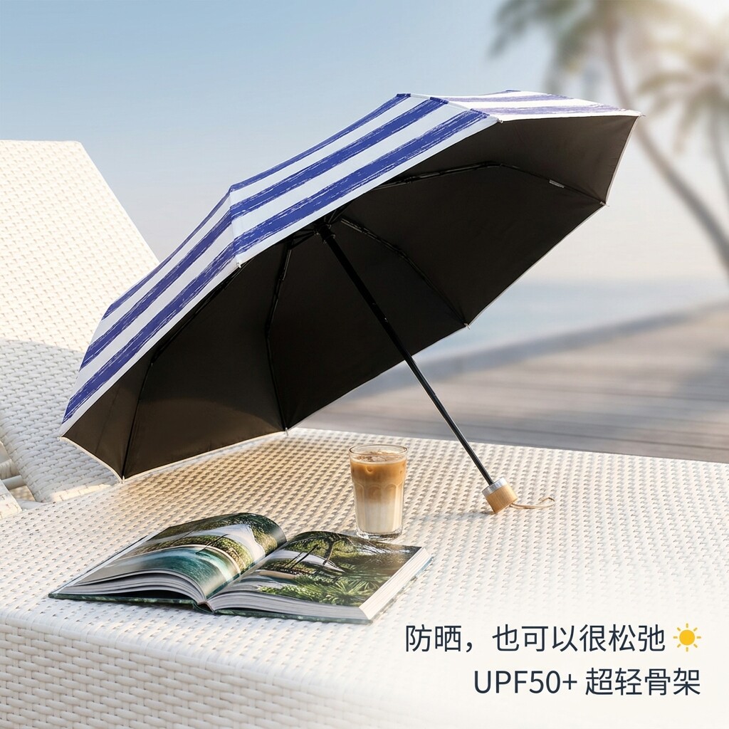 三折晴雨两用伞太阳伞折叠伞8骨超轻条纹商务男士女生晴雨伞