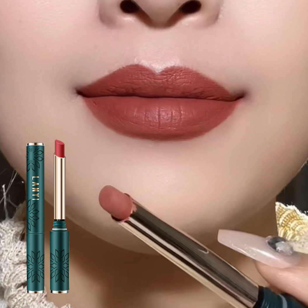 兰奕花研绽放丝绒不沾杯 口红哑光雾面不拔干不掉色肉桂奶茶正品