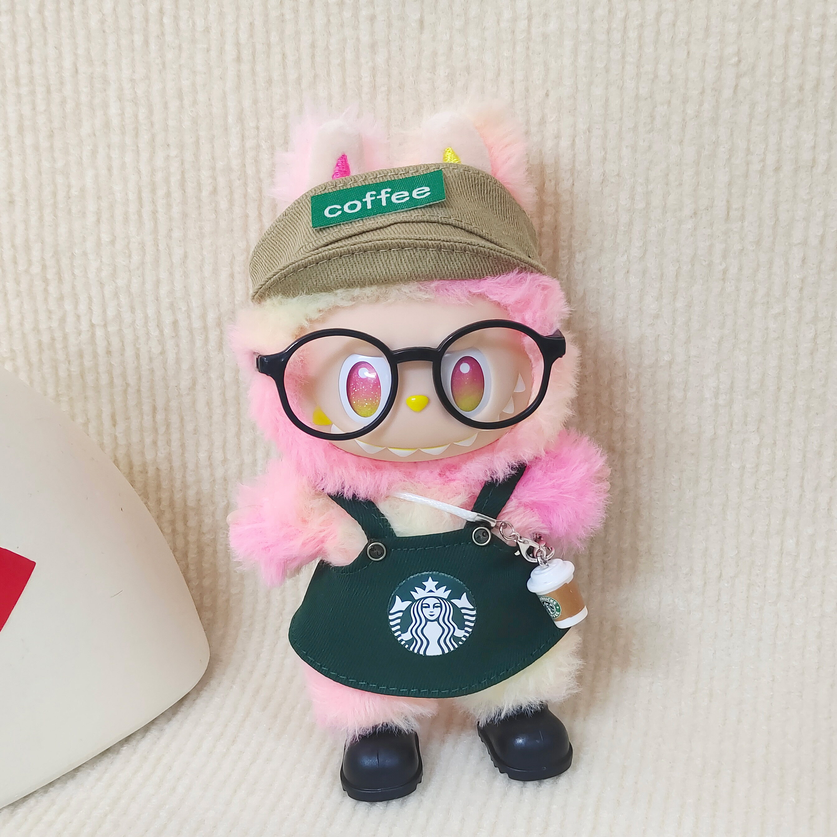 适用一/三代拉布布娃衣套装17cm娃娃咖啡店员服Labubu玩偶着替