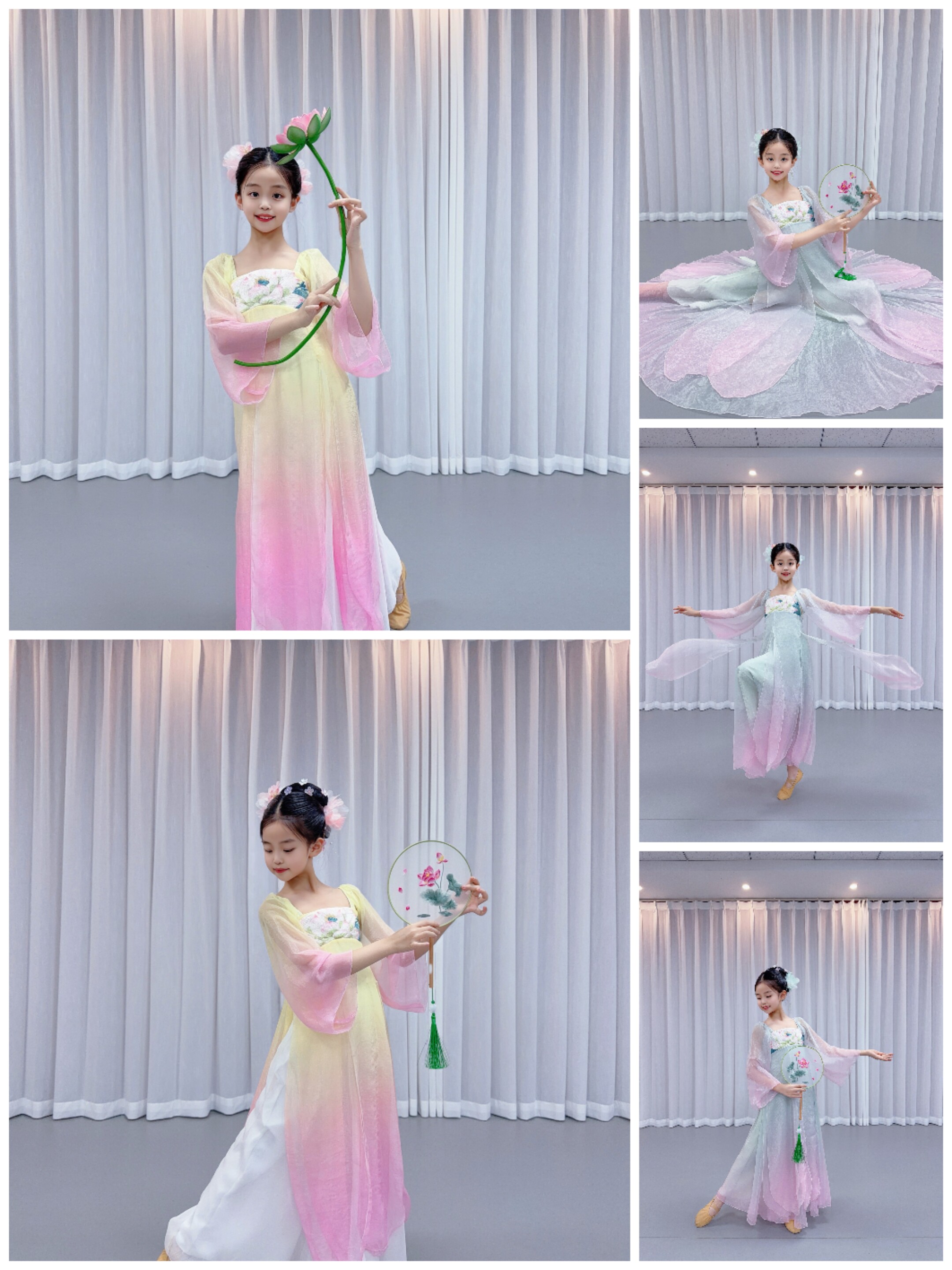 2026六一新款荷花表演服江南可采莲女童古典舞扇子舞伞舞表演飘逸 - 实物图