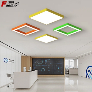 简约现代几何办公室led吸顶灯园形六角形方形会议室书房商场超市