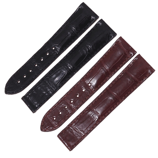 玛萨琪代用原装欧米茄手表带美洲鳄鱼皮男海马超霸蝶飞折叠扣表带