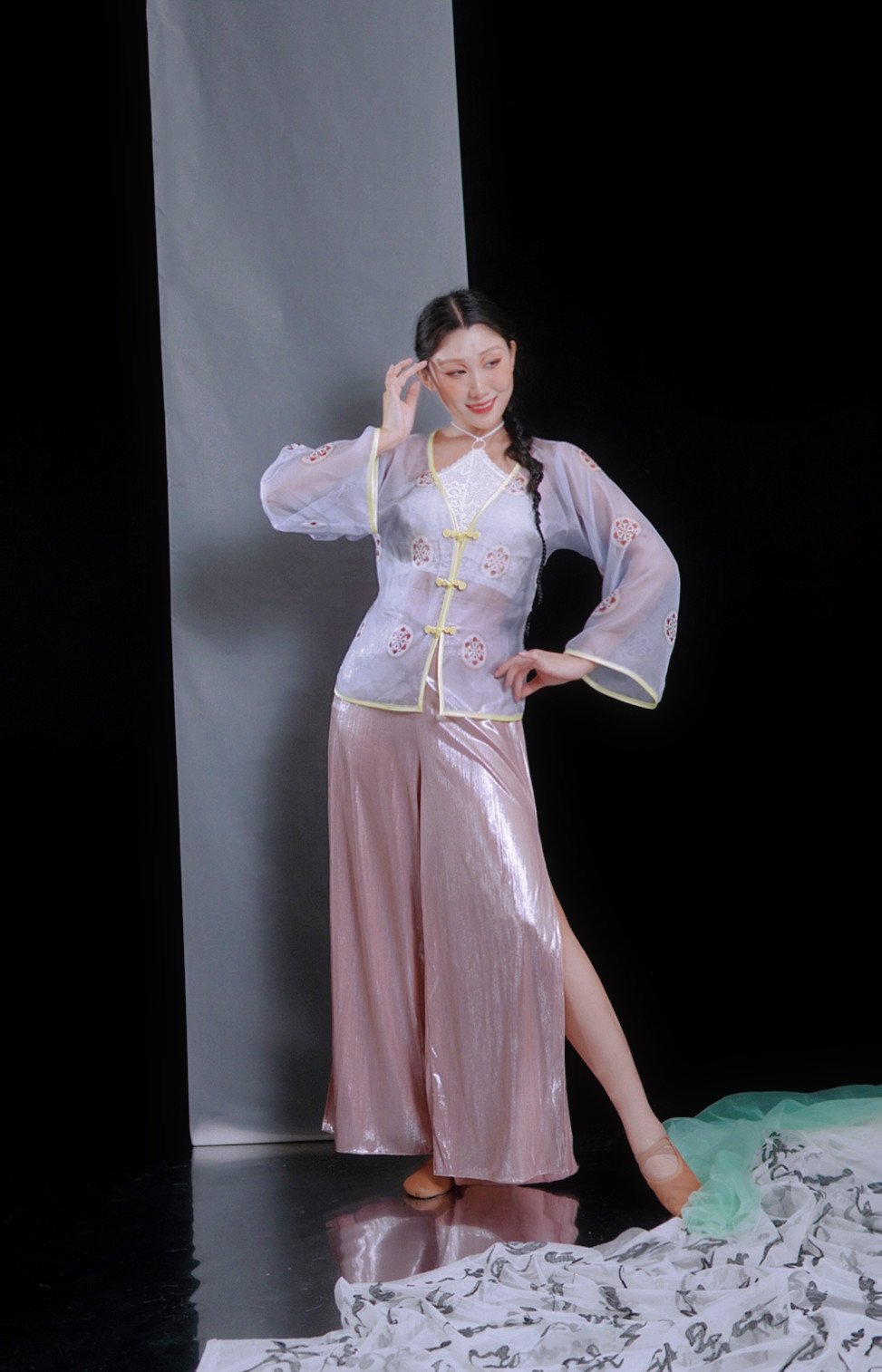 洛神原创设计古风纱衣【春昼】成人古典舞飘逸练功服演出服上衣