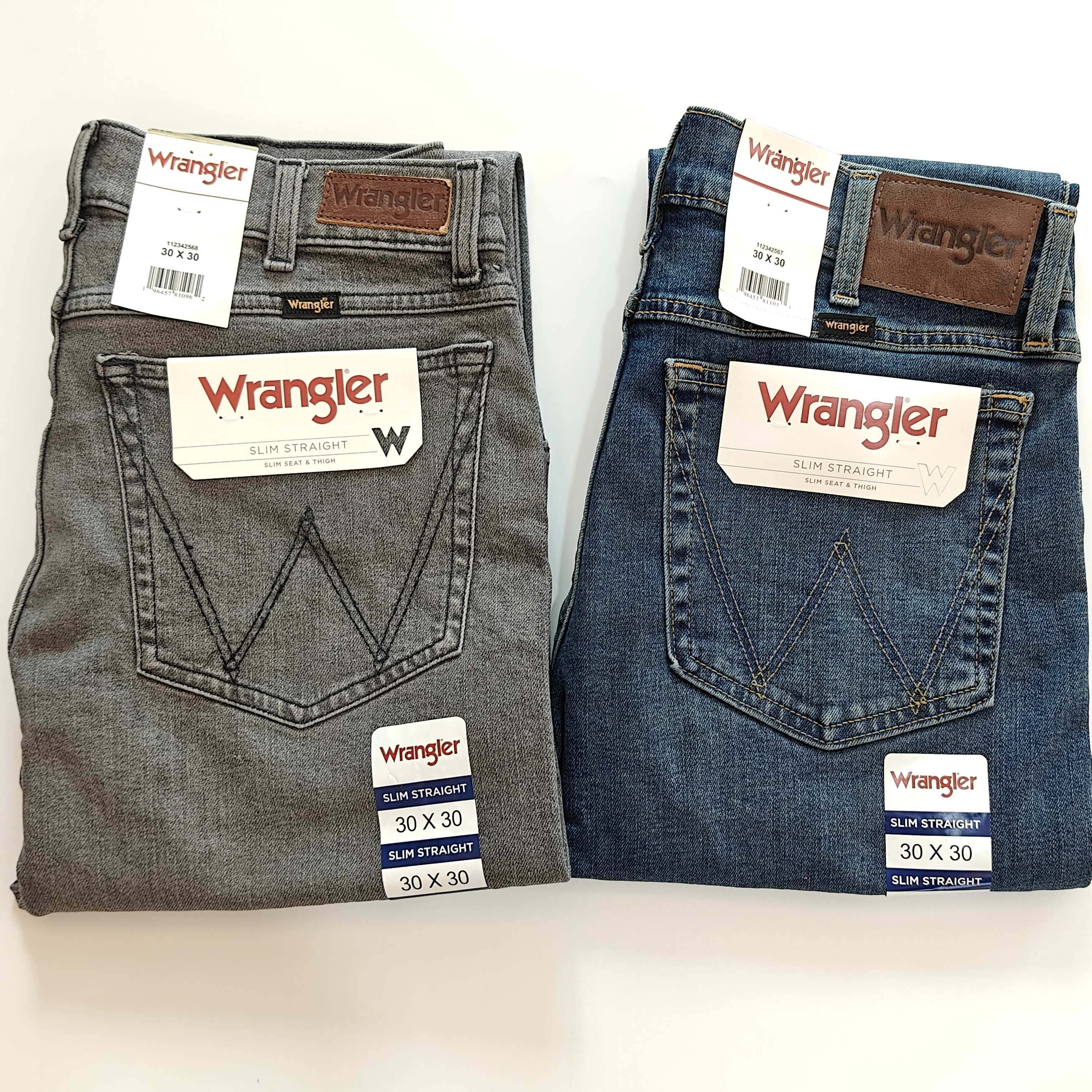 美代/国内现货/Wrangler威格男蓝色水洗常规修身小直筒牛仔裤四季