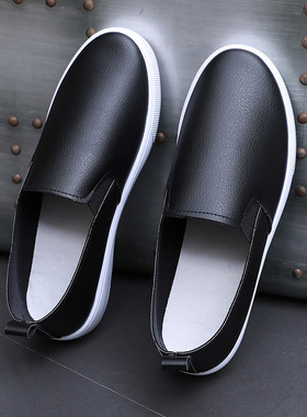 春季百搭白色护士鞋平底皮面一脚蹬女鞋平跟懒人鞋学生韩版小白鞋