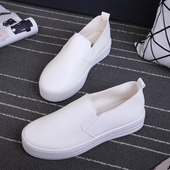 乐福鞋 松糕鞋 女皮面厚底单鞋 春季 小白鞋 韩版 一脚蹬懒人平底休闲鞋
