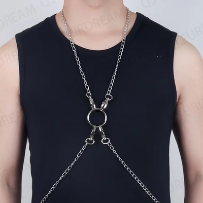 新款欧美 BODYCHAIN炫酷朋克链条风身体链 大圆环扣项链配饰