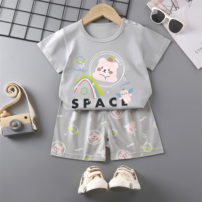 可爱小熊纯棉婴幼儿童短袖t恤短裤套装夏季分体男女宝宝薄款衣服,童装/婴儿装/亲子装,套装,淘宝优惠券,粉丝福利购,淘宝优惠卷