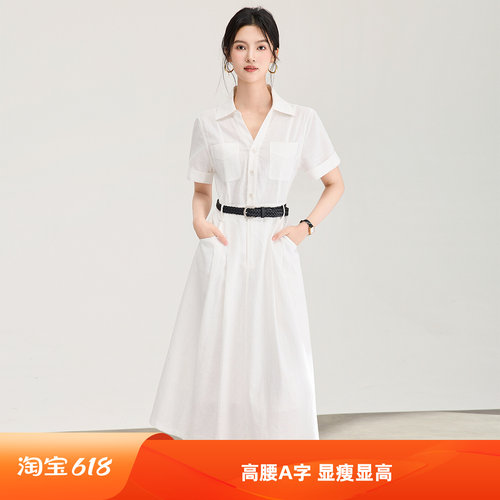 法式时尚亚麻连衣裙女