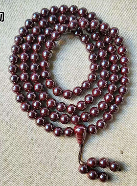 天然原矿朱砂亮面圆珠佛珠原色原色原石高含量6mm8mm108颗长串