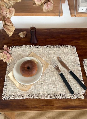 TJJ丨复古流苏杯垫餐垫简约针织桌垫厨房垫咖啡店装饰北欧ins风