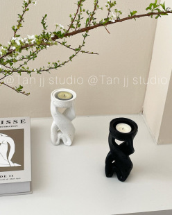 TJJ丨复古树脂烛台摆件螺旋飘带熏香装置ins博主居家装饰摆件