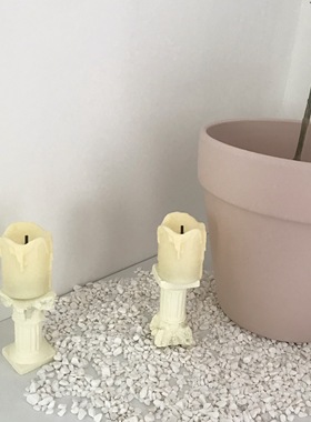 ins韩国燃烧烛火罗马柱桌面摆件