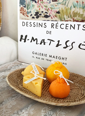 TJJ丨韩国ins可爱丑橘奶酪柠檬香薰蜡烛 网红伴手礼拍摄道具摆件