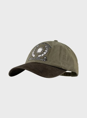 SONDER SHOP美式复古拼色刺绣棒球帽男女春夏百搭软顶弯檐显脸小