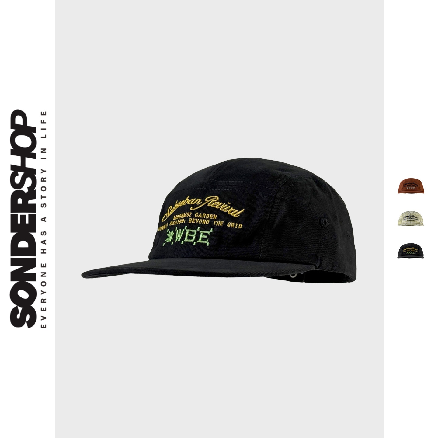 SONDER SHOP 韩国小众设计师款字母刺绣平檐五片帽男女格子复古