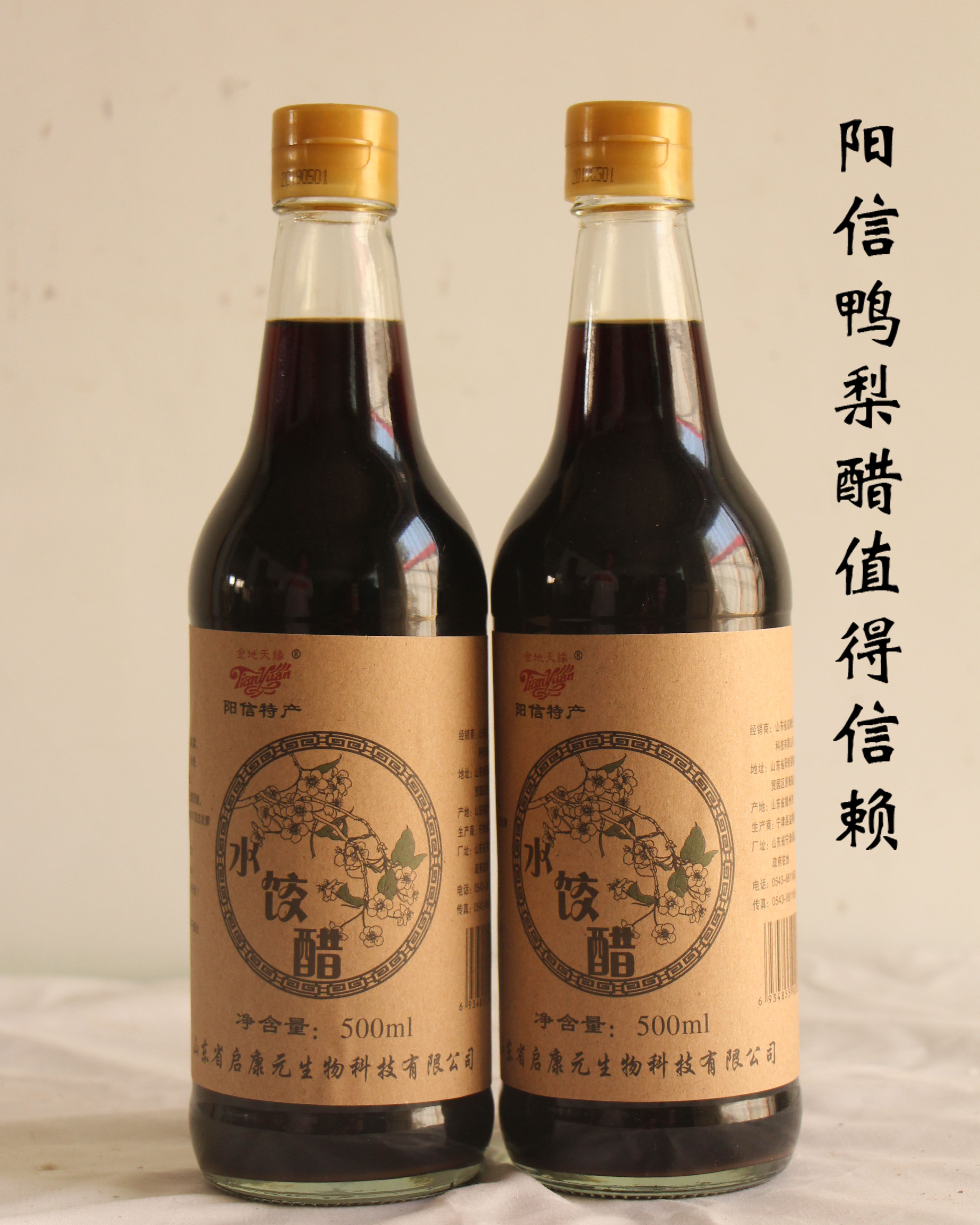 山东阳信特产启康元鸭梨醋水饺型饺子型料理醋腌制醋梨醋500ml*6