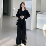 黑色小香风西装套装女春秋流行韩系高级感老钱风两件套减龄超火，女装套装/套裙，2C263