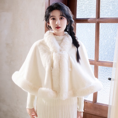 新娘结婚旗袍披肩秋冬女加厚保暖披肩礼服外披斗篷新款敬酒服外套