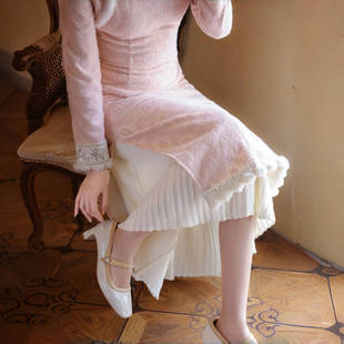 加厚款 叠穿复古打底裙大摆裙 百褶半身裙旗袍内衬裙秋冬内衬裙冬季