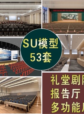 会议室报告厅多功能厅大剧院礼堂阶梯教室演艺厅SU草图大师模型