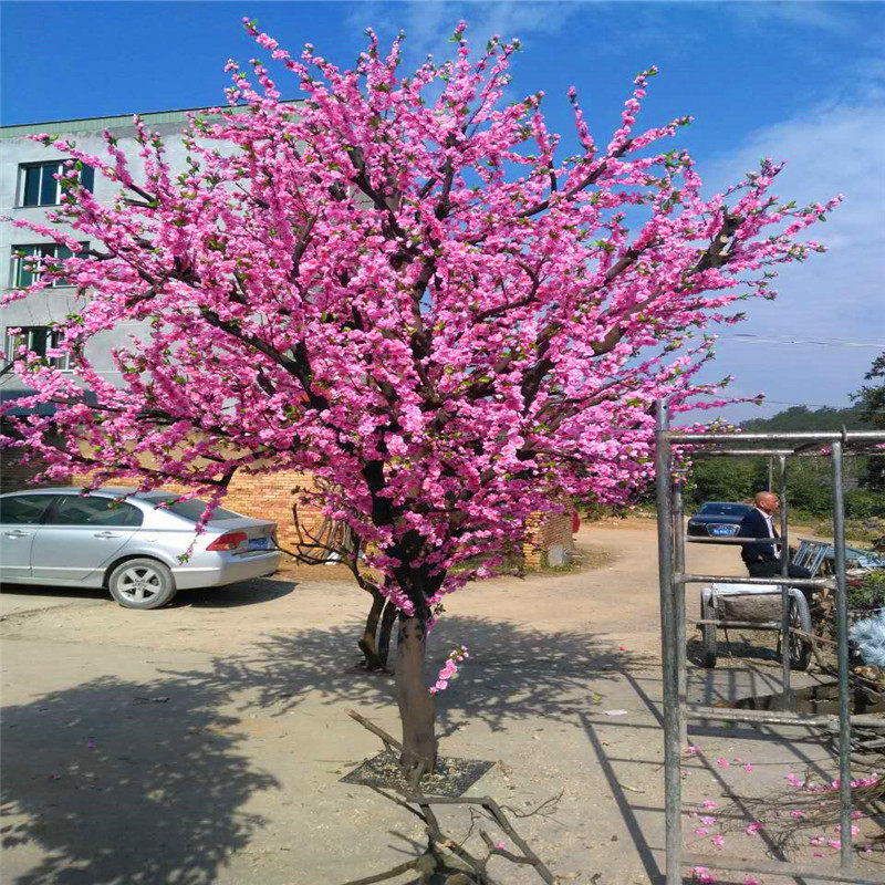 仿真桃花树大型落地客厅新年装饰室内酒店商场许愿树假桃花树田园