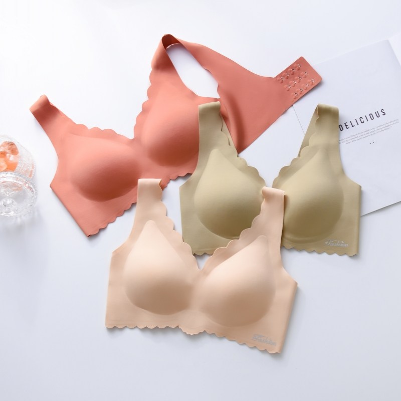 奥巧形泰国乳胶无痕内衣裤套装女小胸聚拢无钢圈运动胸罩健康薄款