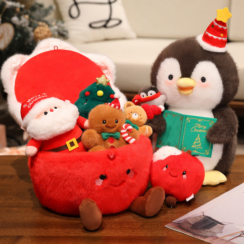 圣诞老人企鹅苹果包挂件