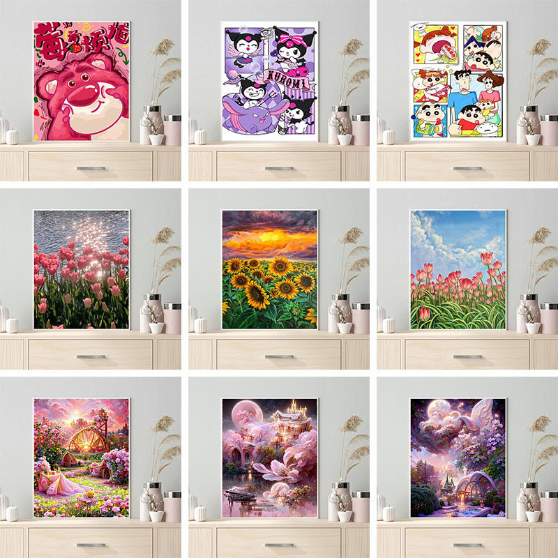 30X40绷框钻石画儿童手工装饰画diy钻石贴画自带相框批发十字绣