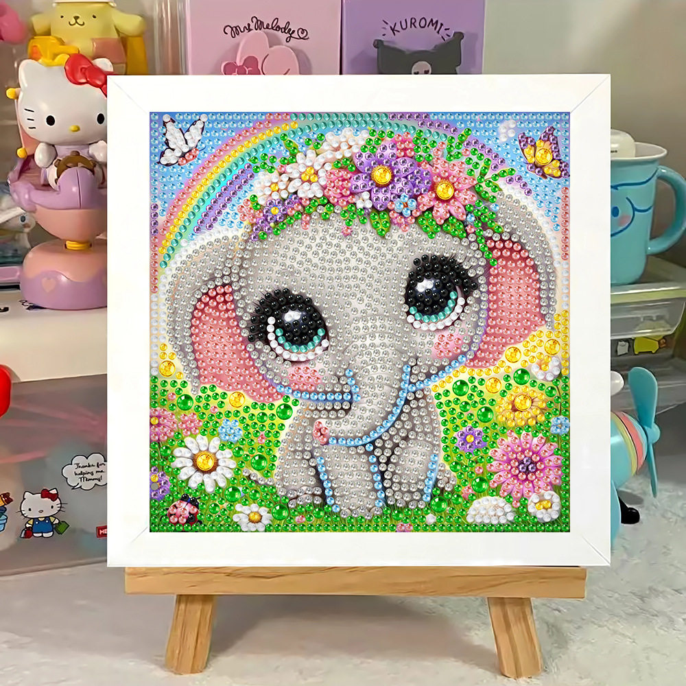 亮钻满钻钻石画儿童钻石画手工diy卡通动物钻石贴画手工制作礼物