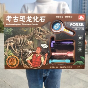 儿童益智科教玩具考古挖掘恐龙化石套装男孩挖宝工具礼盒现货批发
