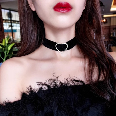 黑色绒网红遮项链短款大气颈带