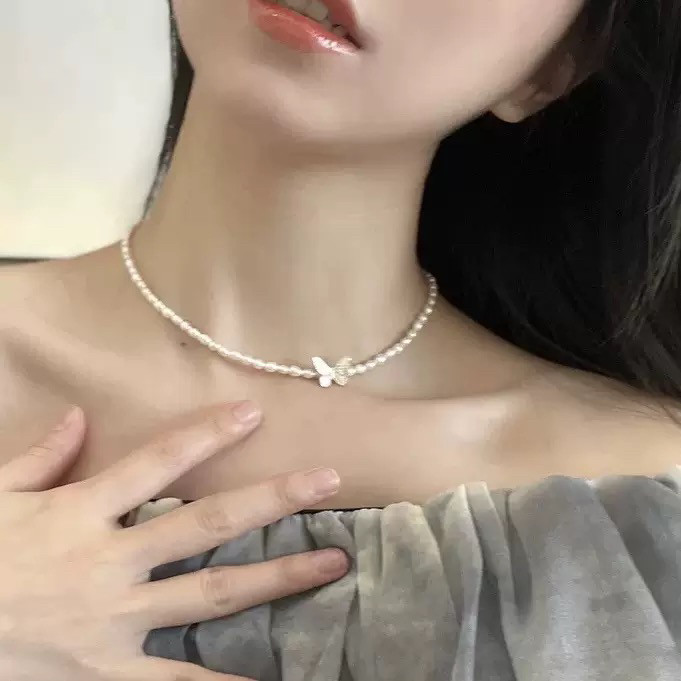 儿童蝴蝶锁骨链 ins风珍珠颈链 女童气质choker 学生党高颜值礼物
