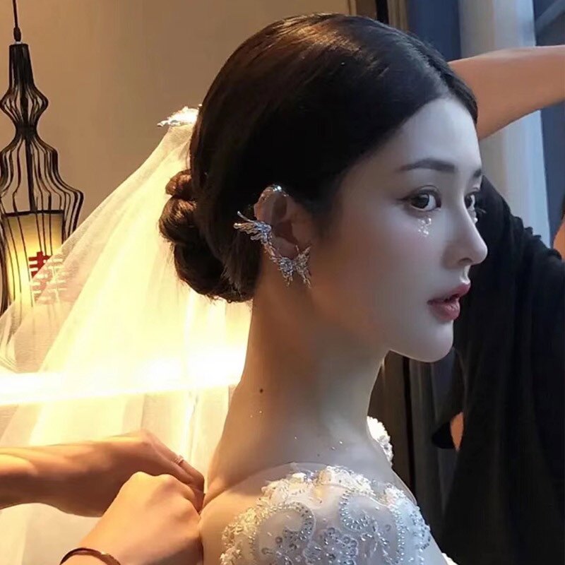 蝴蝶耳挂配饰耳钉耳夹一体小众设计轻奢耳环高级感耳饰女时尚ins