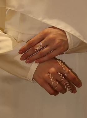 绿色手链戒指一体欧美跨境时尚配饰潮流男女可调节派对饰品手镯