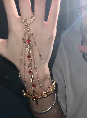 古风铃铛戒指手镯一体首饰汉服敦煌配饰礼物中儿童铃仿古手链手饰