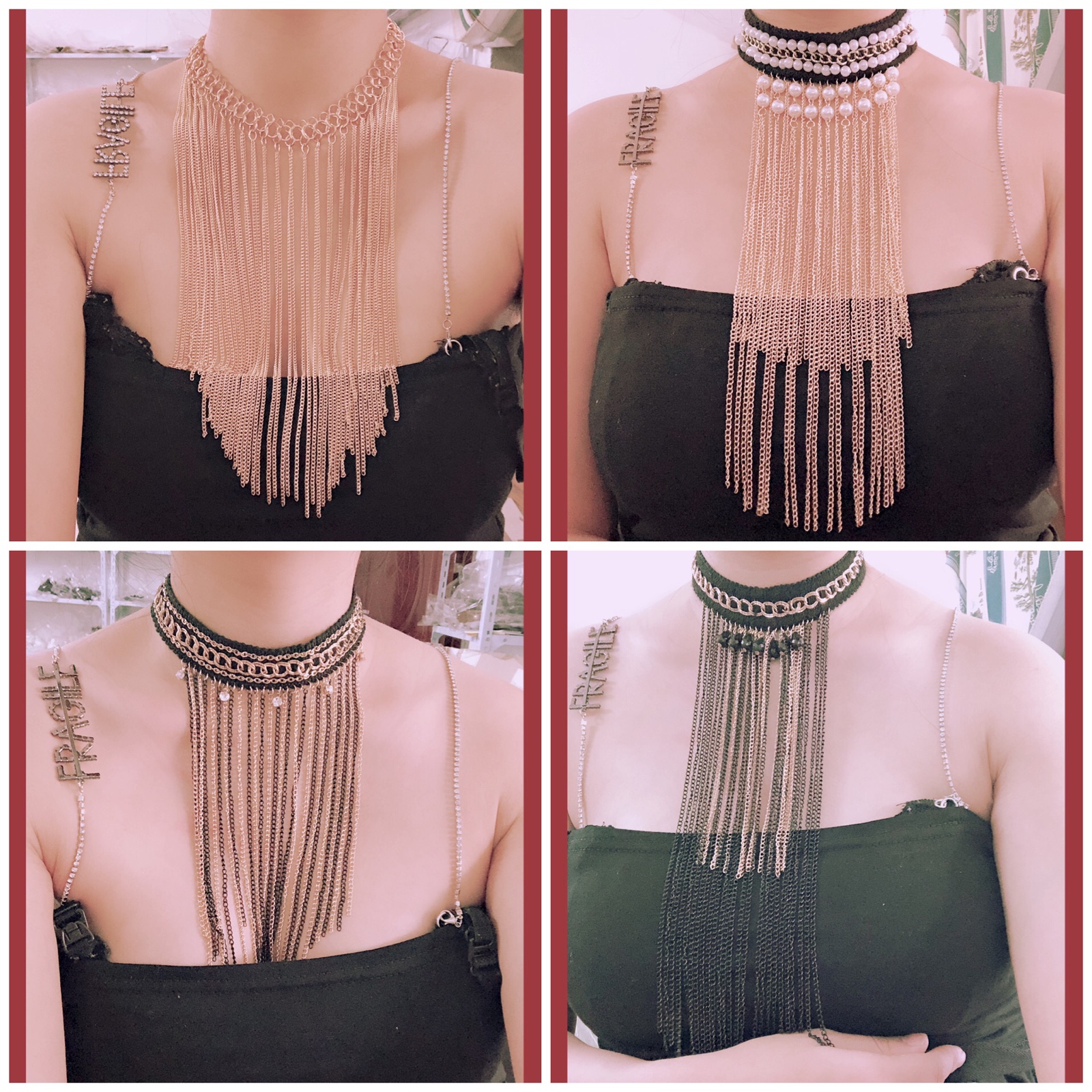 夸张流苏长款脖子饰品毛衣链表演装饰项链女拉丁锁骨链民族风配饰