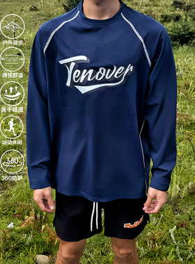 TENOVER长袖运动哈苏线棉感速干拼接篮球训练健身跑步户外秋